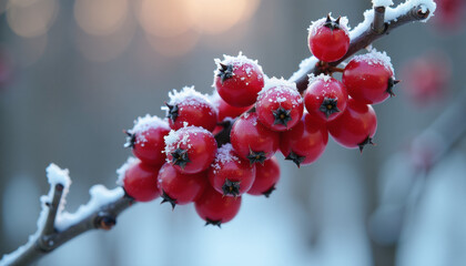 Winter Berries with Frost - A Frozen Beauty
