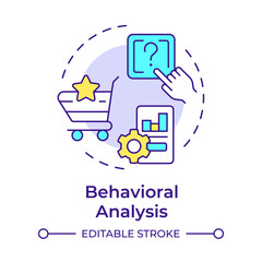 Behavioral analysis multi color concept icon. Creating targeted marketing campaigns. Customers service. Round shape line illustration. Abstract idea. Graphic design. Easy to use in infographic