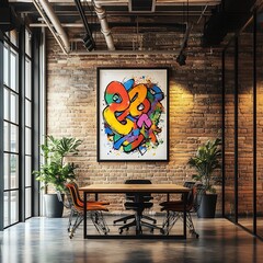 Modern Office Interior with Colorful Art and Creative Atmosphere