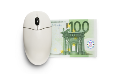 Computer mouse and one hundred euro banknote