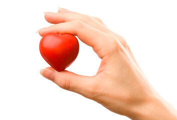 Female hand with red heart