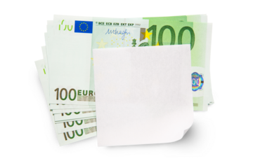 Euro banknotes and blank paper