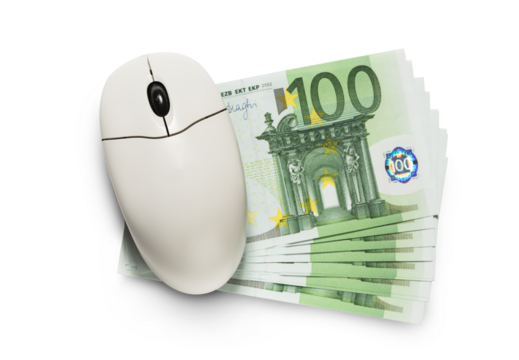 Computer mouse and one hundred euro banknotes