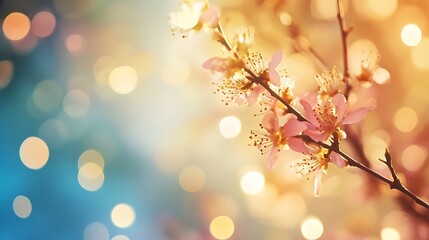 Delicate Pink Blossoms Illuminated By Soft Sunlight