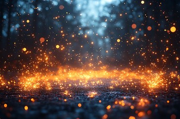 Fireflies Glowing in the Woods.
