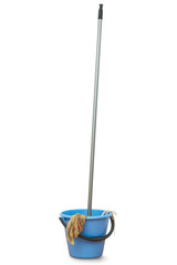 Washing mop with blue bucket