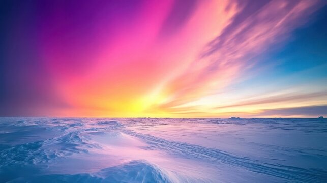 polar stratospheric clouds glowing in vibrant colors above a frozen tundra
