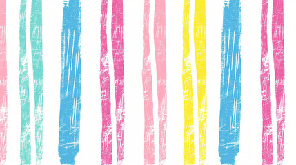 Fototapeta premium A set of colorful pastel stripes on a white background, featuring hand-drawn crayon designs and abstract artistic strokes. 