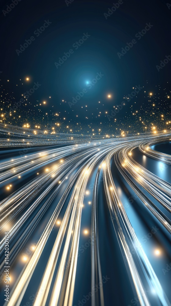 Poster a swirling data stream emits vibrant yellow and orange light while creating a mesmerizing effect wit