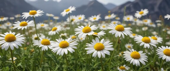 Fototapeta premium Chamomile flowers swaying gently in the breeze , peaceful, chamomile, gentle