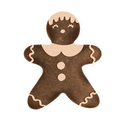 christmas decorated gingerbread man painted with watercolors

illustration of gingerbread on white background