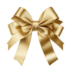 Gold bow and ribbon isolated on transparent background