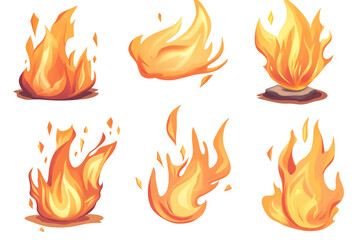 a collection of flames on a white background