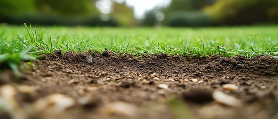 Fototapeta premium Lawn with brown patches caused by grub and chinch bug damage, roots affected by larvae, dry spots, garden landscaping tips, cinematic focus, photorealistic, 8K detail