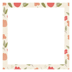 Frame with leaves and flowers. Perfect as a photo frame, for scrapbooking, postcards, posters, invitation cards.