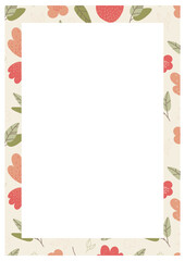 A4 frame with leaves and flowers. Perfect as a photo frame, for scrapbooking, postcards, posters, invitation cards.