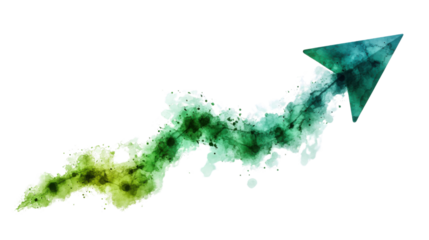 green arrow graph isolated on white background