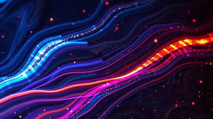 Abstract Futuristic Neon Light Waves and Digital Network Backgrounds