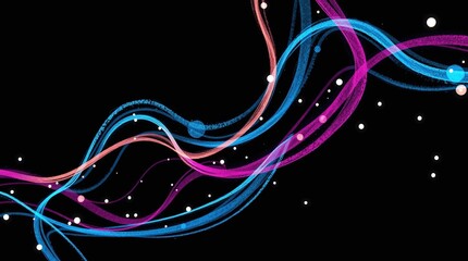 Abstract Futuristic Neon Light Waves and Digital Network Backgrounds