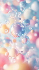 Whimsical abstract design with soft floating colorful spheres