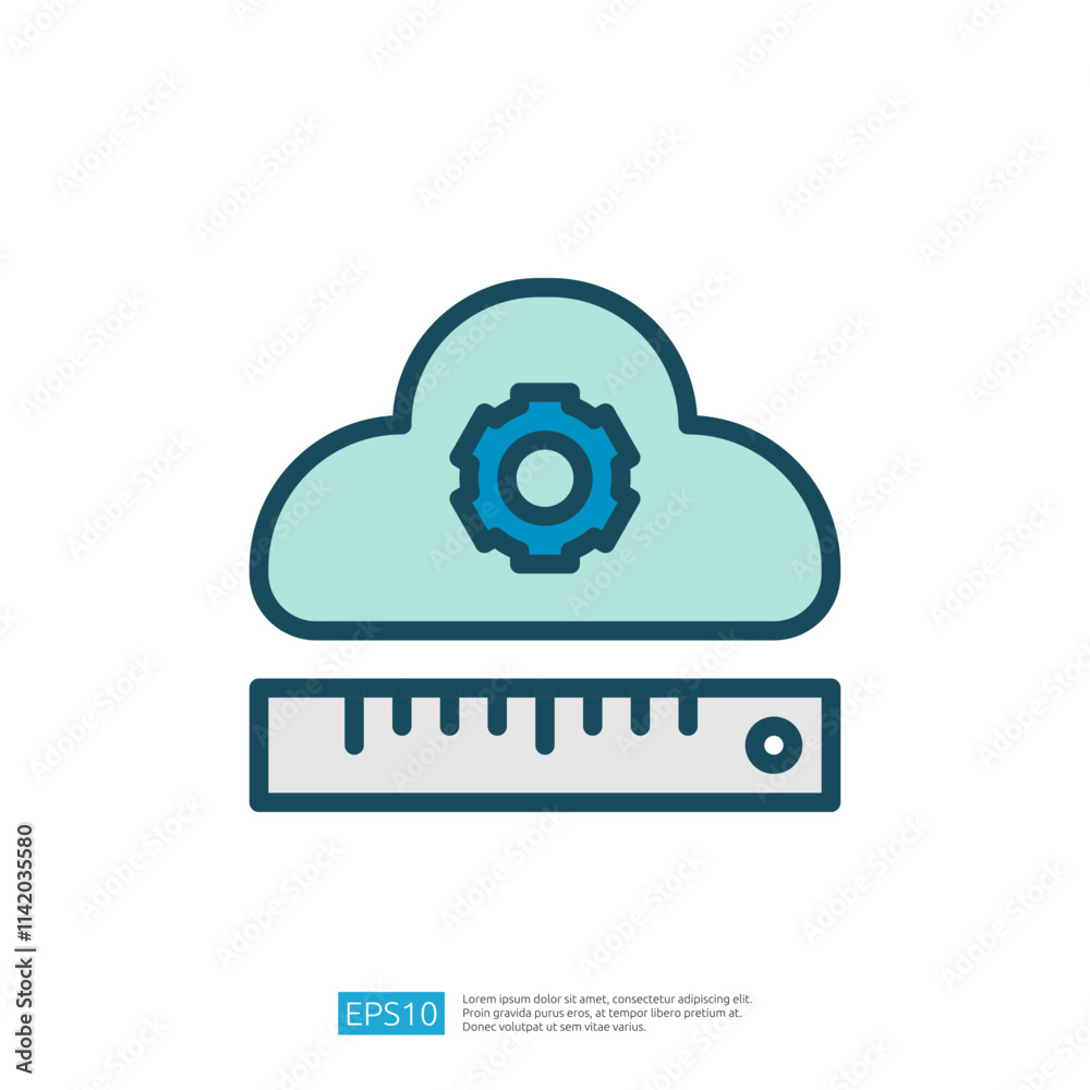 Poster the image features a cloud symbol with a gear inside, accompanied by a ruler, representing concepts 