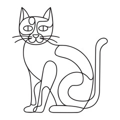 A cat line art silhouette illustration