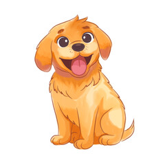 Hand drawn cartoon cute golden retriever dog