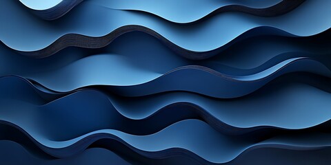 Abstract blue wavy layers background.