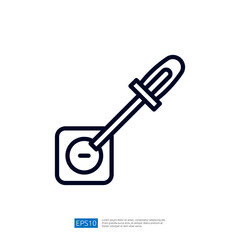 The image depicts a simple line drawing of a dropper over a circular container, likely representing a scientific or laboratory tool for liquid measurement.