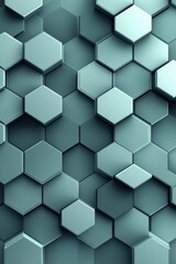Naklejka premium A modern abstract pattern of shiny hexagonal shapes in a cool teal color, creating a visually striking backdrop.