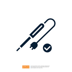 The image features a simple graphic of a pen with a plug, indicating it is an electric pen, accompanied by a checkmark symbolizing approval or functionality.