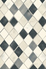Elegant geometric diamond pattern in shades of gray and cream, creating a modern and sophisticated ambiance.
