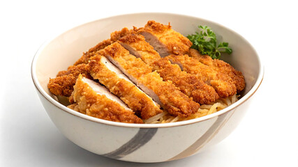 Delicious Chicken Katsu Cutlets on a Traditional Japanese Bowl