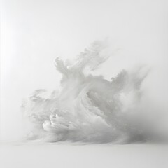 Naklejka premium A cloud of dust gently rising and swirling on a white canvas, like a gentle breeze blowing
