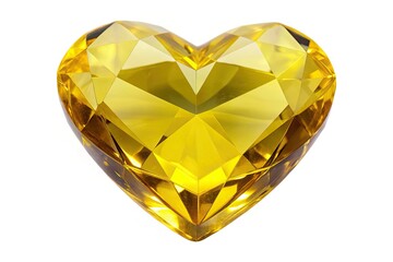Fototapeta premium A shiny yellow heart crystal sparkles against a white background, a perfect romantic Valentine's Day sticker.