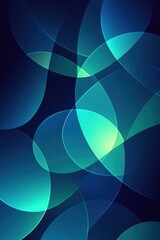 Abstract composition featuring overlapping translucent circles in shades of blue and green.