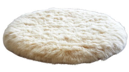 Round carpet fluffy rounded isolated on white background