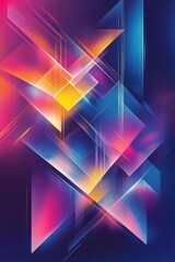 A vibrant abstract composition featuring geometric shapes in hues of blue, pink, and orange, creating a dynamic visual experience.