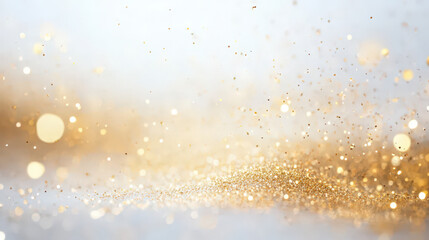 A gold and white background with a lot of glitter