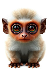 Montessori Flashcards Clipart Kawaii Gibbon Clipart isolated on a white background. Suitable for animal flashcard, alphabet flashcards