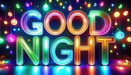 Good night images, Sweet dream and Good night concept, glowing glass 3d text a Good night and lamplights	