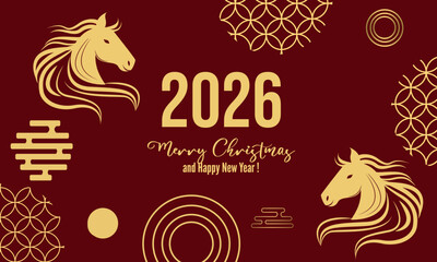 Fototapeta premium Chinese New Year. 2026, the year of the horse. Vector