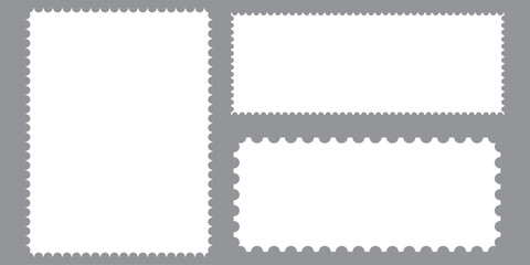 postage stamp vector on a background, vector illustration, postage stamp border set vectors, blank postage stamp in flat design. 