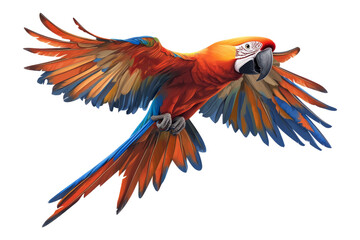 Fototapeta premium red and yellow macaw on white background.