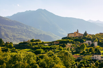 Village of Sant'Anna outside of Sondrio with Convento di San Lorenzo
