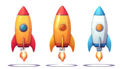 Set of rocket isolated on white background