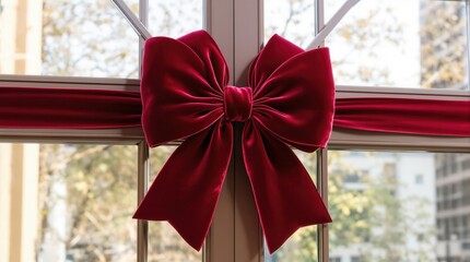 Beautiful big bow on the window