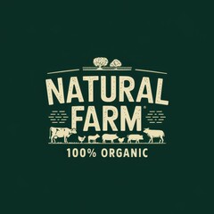 Obraz premium Natural Farm Logo Featuring Livestock and Organic Produce