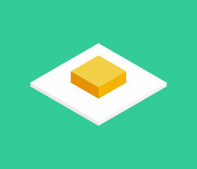 Fried egg isometric illustration. Fast food isolated