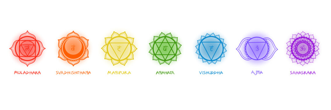 The Seven Chakras Multicolor Vector Set